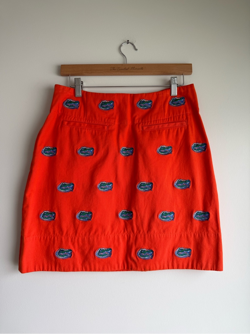 Penningtons Bright Orange Mini Skirt with Blue Embroidered Logos - Picture 2 of 10